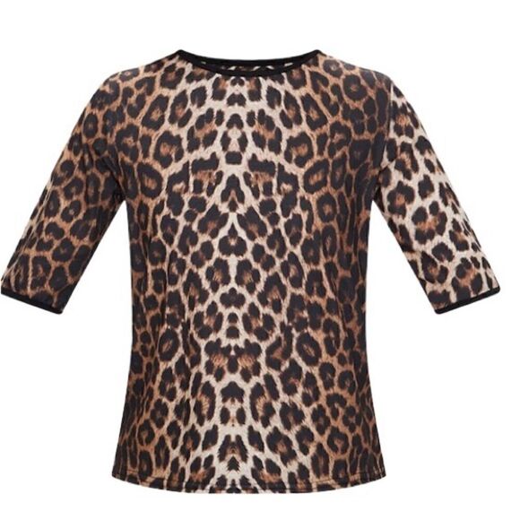 Pretty little thing tan leopard tee shirt size 6 - Picture 9 of 12